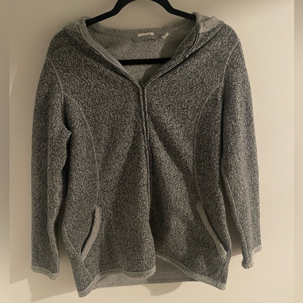 Pure Jill Grey Fleece Lined Zip Up Hooded Jacket Women’s Medium